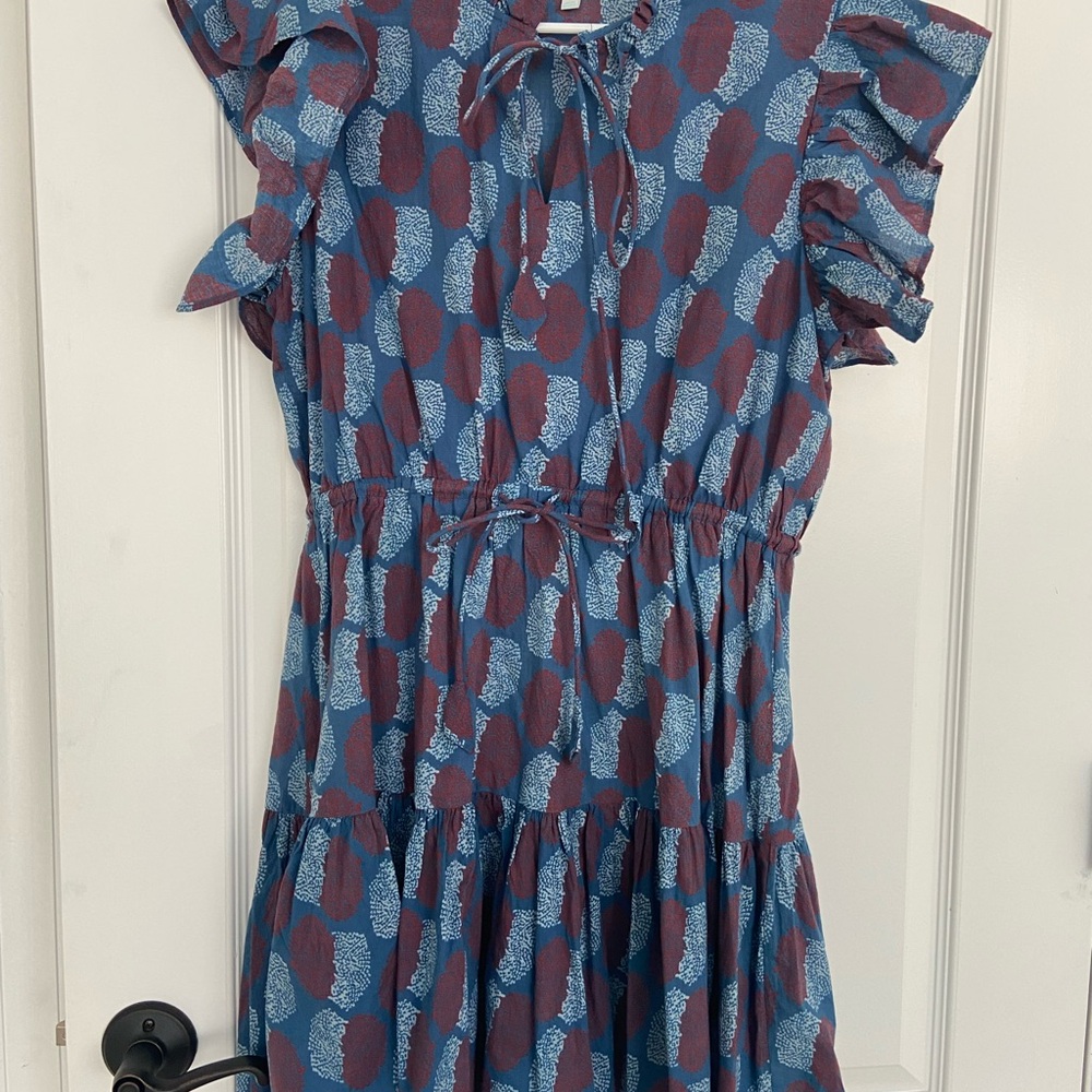 Boutique Chic Ruffle Mini Dress in Blue and Red
